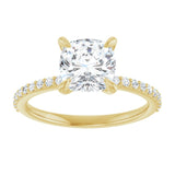 14K Yellow 7 mm Cushion Engagement Ring Mounting variant--Cushion variant--2CT variant--14K-yellow-gold