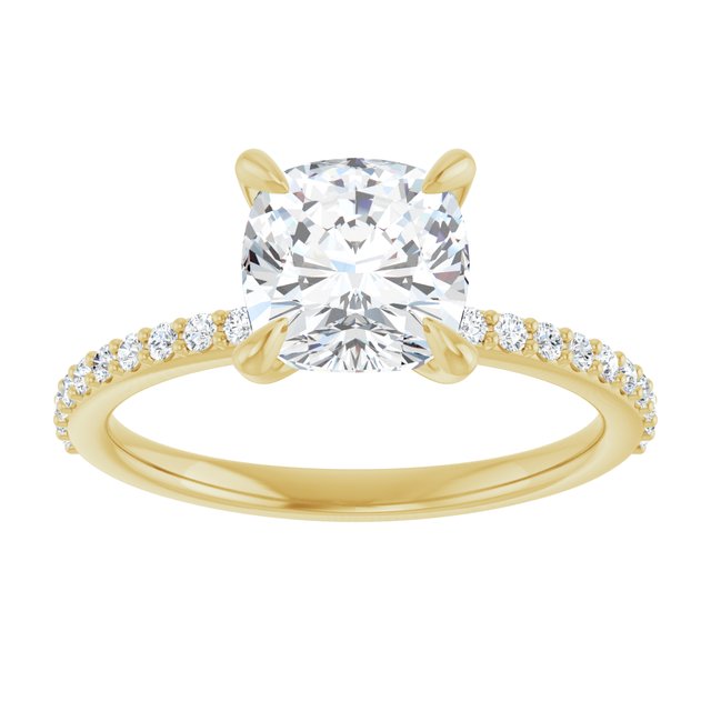 14K Yellow 7 mm Cushion Engagement Ring Mounting variant--Cushion variant--2CT variant--14K-yellow-gold