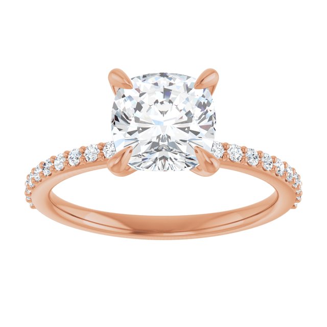 14K Rose 7 mm Cushion Engagement Ring Mounting variant--Cushion variant--2CT variant--14K-rose-gold