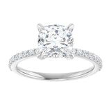 14K White 7 mm Cushion Engagement Ring Mounting variant--Cushion variant--3CT variant--14K-white-gold