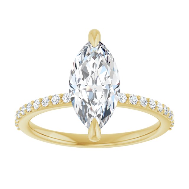 14K Yellow 12x6 mm Marquise Engagement Ring Mounting variant--Marquise variant--2CT variant--14K-yellow-gold
