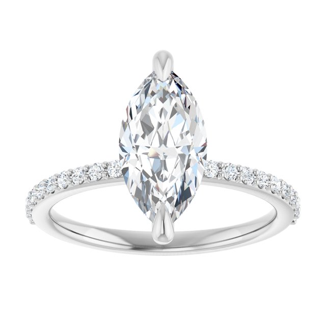 14K White 12x6 mm Marquise Engagement Ring Mounting variant--Marquise variant--2CT variant--14K-white-gold