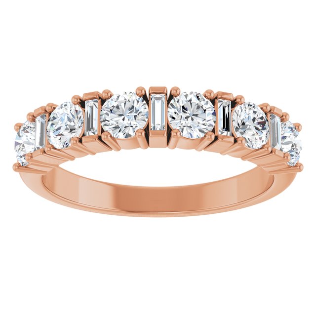 rose gold diamond band with alternating diamond shapes variant--14K-white-gold variant--Diamond-Lab variant--Diamond-Nat