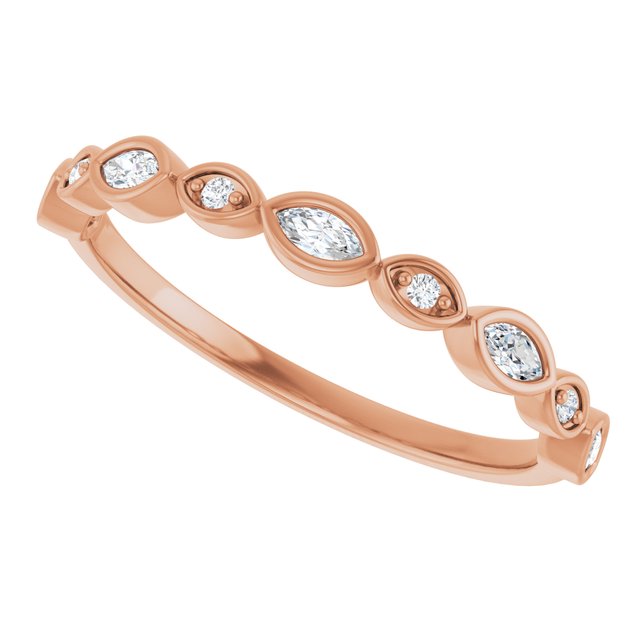 Swing diamond band in 14K gold, overhead angle variant--Marquise variant--14K-rose-gold variant--Diamond-Nat