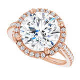French-set halo ring 3CT round side view variant--Round variant--4CT variant--14K-rose-gold