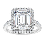14K white gold 4CT Emerald Diamond French-Set Engagement Ring variant--Asscher variant--1CT variant--14K-white-gold