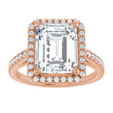 14K rose gold 4CT Emerald Diamond French-Set Engagement Ring variant--Asscher variant--1CT variant--14K-rose-gold