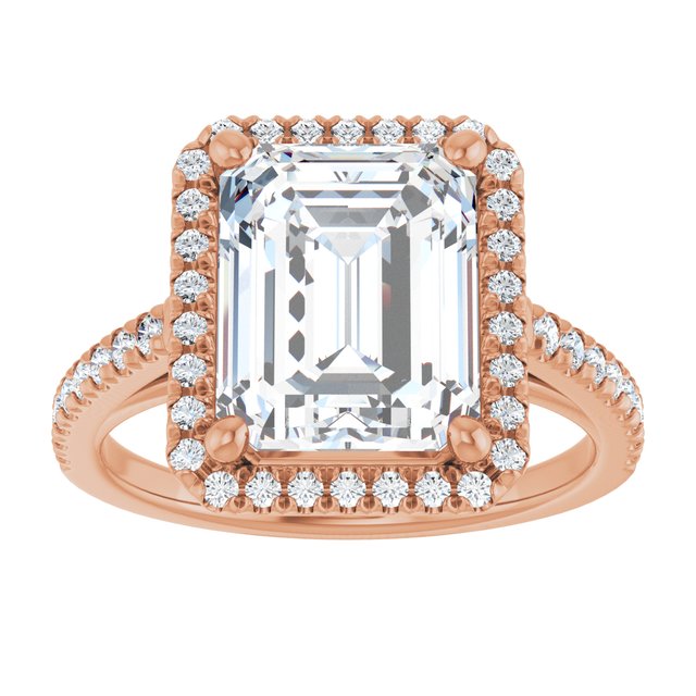 14K rose gold 4CT Emerald Diamond French-Set Engagement Ring variant--Asscher variant--1CT variant--14K-rose-gold