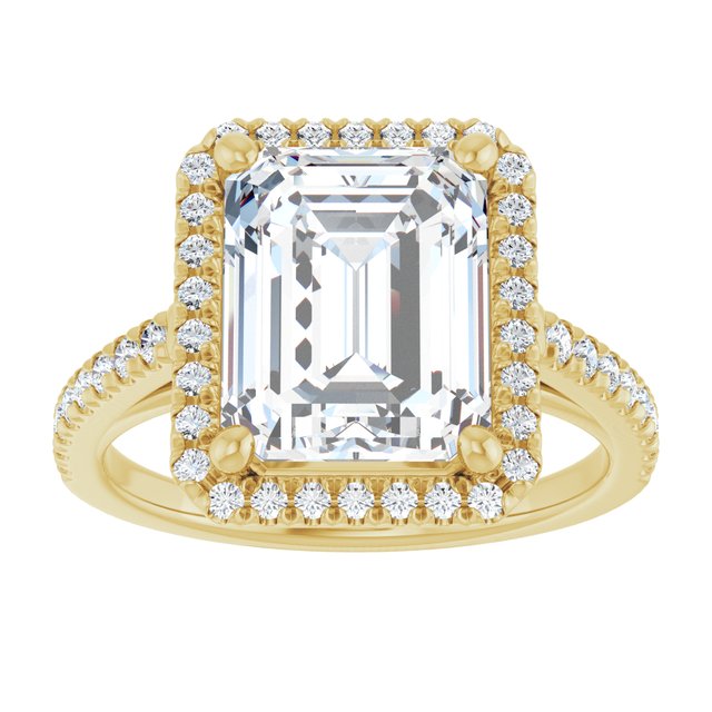 14K yellow gold 4CT Emerald Diamond French-Set Engagement Ring variant--Asscher variant--1CT variant--14K-yellow-gold