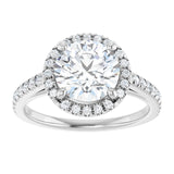 14K white gold 2CT Round Diamond French-Set Engagement Ring variant--Round variant--3CT variant--14K-white-gold