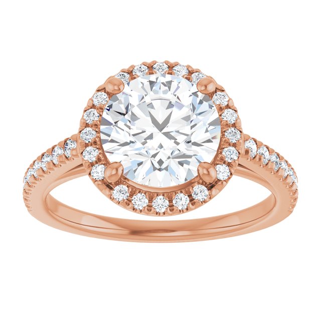 14K rose gold 2CT Round Diamond French-Set Engagement Ring variant--Round variant--3CT variant--14K-rose-gold