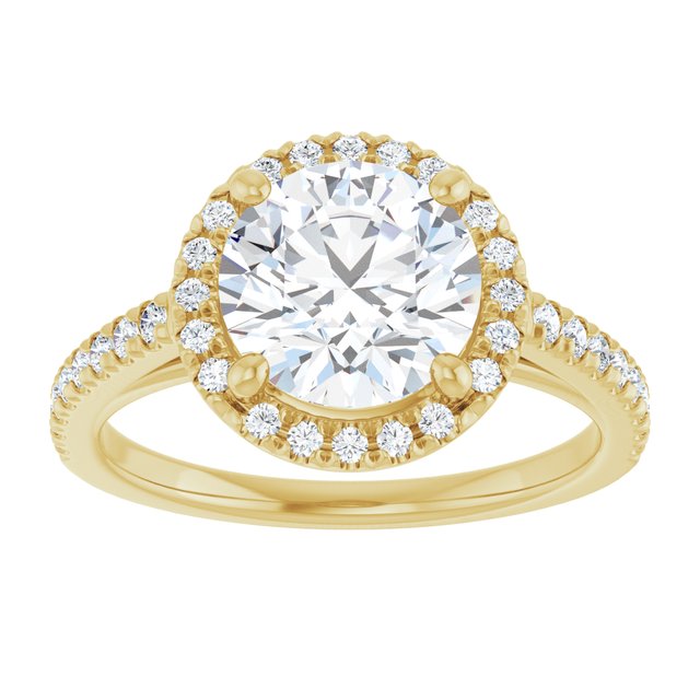 14K yellow gold 2CT Round Diamond French-Set Engagement Ring variant--Round variant--3CT variant--14K-yellow-gold