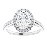 14K white gold 2CT Oval Diamond French-Set Engagement Ring variant--Oval variant--3CT variant--14K-white-gold