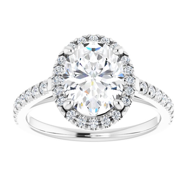 14K white gold 2CT Oval Diamond French-Set Engagement Ring variant--Oval variant--3CT variant--14K-white-gold