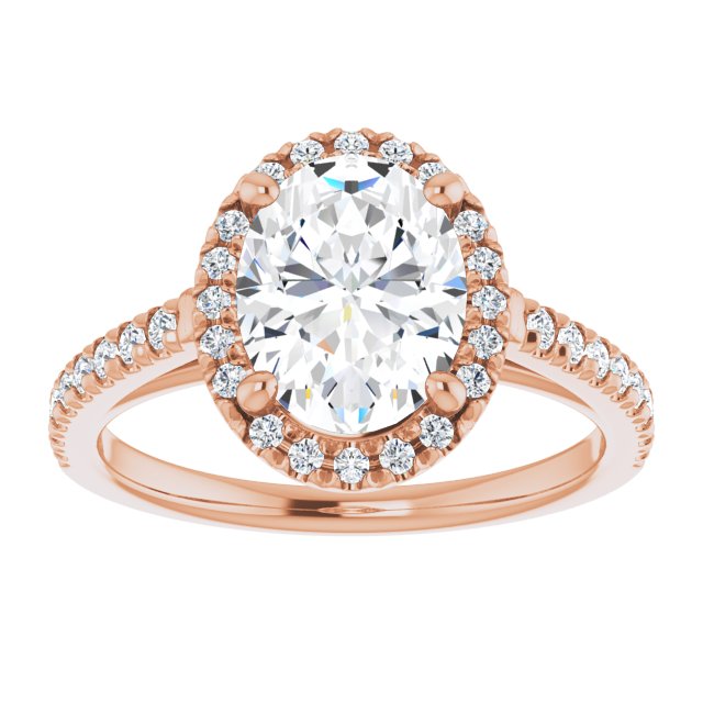 14K rose gold 2CT Oval Diamond French-Set Engagement Ring variant--Oval variant--3CT variant--14K-rose-gold