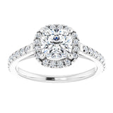 14K white gold 1CT Cushion Diamond French-Set Engagement Ring variant--Cushion variant--2CT variant--14K-white-gold