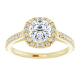 14K yellow gold 1CT Cushion Diamond French-Set Engagement Ring variant--Cushion variant--2CT variant--14K-yellow-gold