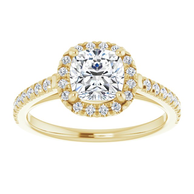14K yellow gold 1CT Cushion Diamond French-Set Engagement Ring variant--Cushion variant--2CT variant--14K-yellow-gold