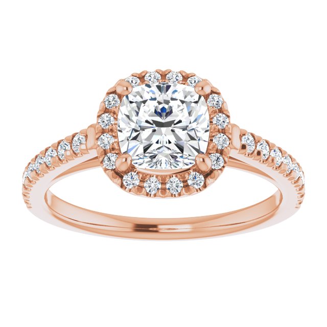 14K rose gold 1CT Cushion Diamond French-Set Engagement Ring variant--Cushion variant--2CT variant--14K-rose-gold