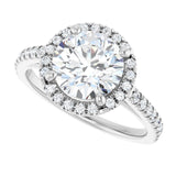 French-set halo ring with round center diamond in gold variant--Round variant--2CT variant--14K-white-gold