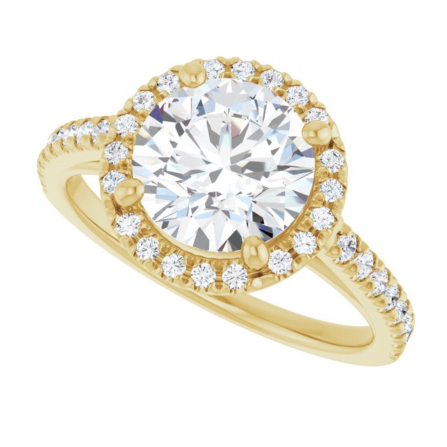 French-set halo ring round center alternate view variant--Round variant--2CT variant--14K-yellow-gold