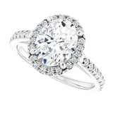 French-set halo ring with oval-cut center in gold variant--Oval variant--2CT variant--14K-white-gold