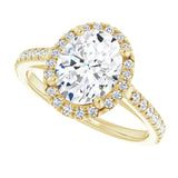 French-set halo ring oval center alternate view variant--Oval variant--2CT variant--14K-yellow-gold