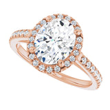 French-set halo ring oval center side angle variant--Oval variant--2CT variant--14K-rose-gold
