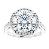 14K white gold 4CT Round Diamond French-Set Engagement Ring variant--Round variant--4CT variant--14K-rose-gold