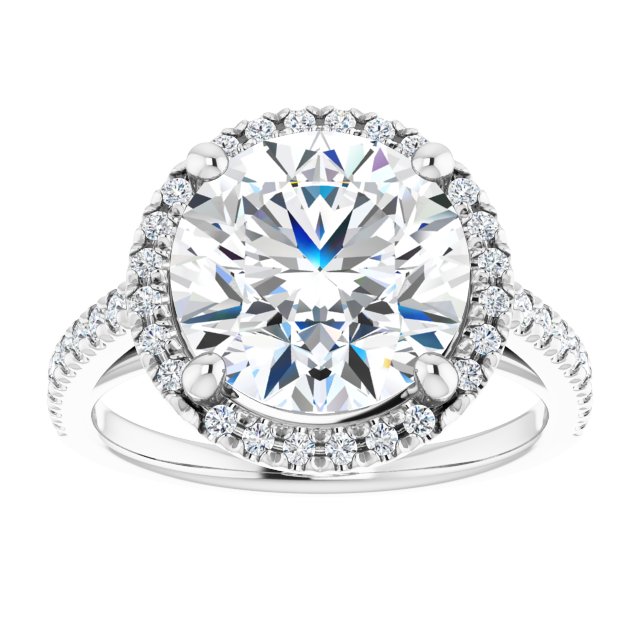 14K white gold 4CT Round Diamond French-Set Engagement Ring variant--Round variant--4CT variant--14K-rose-gold