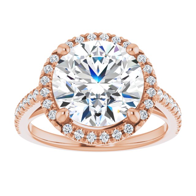 14K rose gold 4CT Round Diamond French-Set Engagement Ring variant--Round variant--4CT variant--14K-rose-gold
