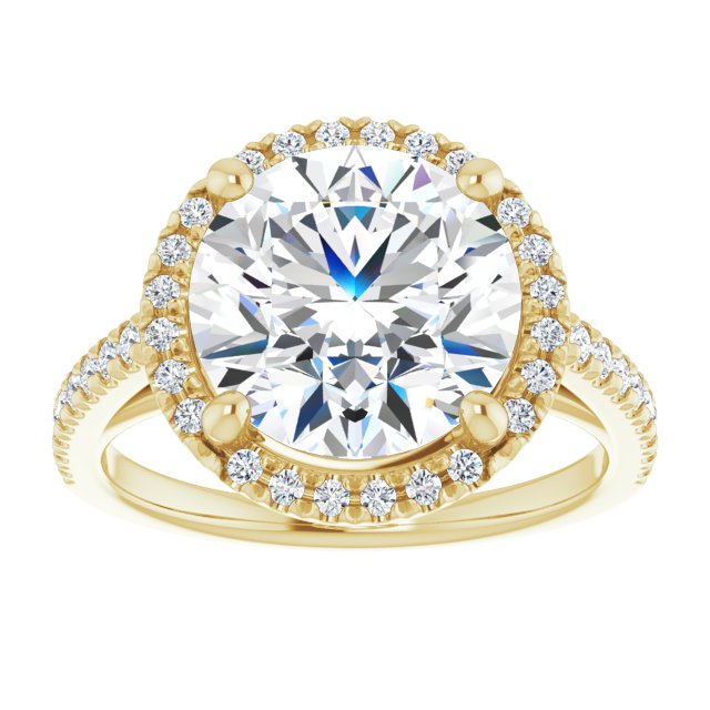 14K yellow gold 4CT Round Diamond French-Set Engagement Ring variant--Round variant--4CT variant--14K-rose-gold