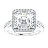 14K white gold 3CT Asscher Diamond French-Set Engagement Ring variant--Asscher variant--4CT variant--14K-white-gold