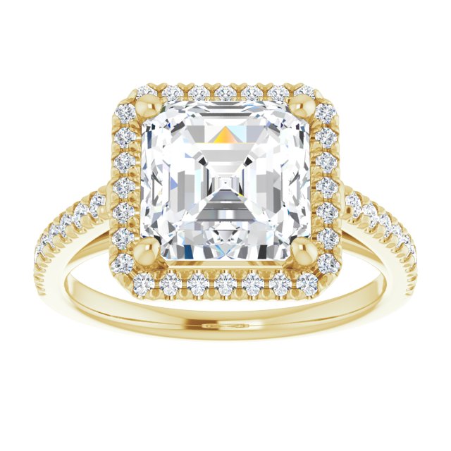 14K yellow gold 3CT Asscher Diamond French-Set Engagement Ring variant--Asscher variant--4CT variant--14K-yellow-gold