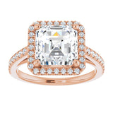 14K rose gold 3CT Asscher Diamond French-Set Engagement Ring variant--Asscher variant--4CT variant--14K-rose-gold