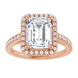 14K rose gold 3CT Emerald Diamond French-Set Engagement Ring variant--Emerald variant--4CT variant--14K-rose-gold