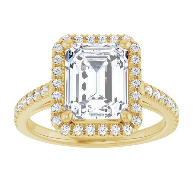 14K yellow gold 3CT Emerald Diamond French-Set Engagement Ring variant--Emerald variant--4CT variant--14K-yellow-gold