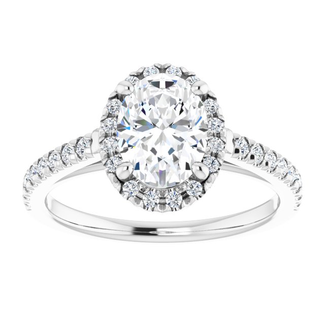14K white gold 1CT Oval Diamond French-Set Engagement Ring variant--Oval variant--2CT variant--14K-white-gold