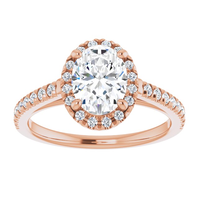 14K rose gold 1CT Oval Diamond French-Set Engagement Ring variant--Oval variant--2CT variant--14K-rose-gold