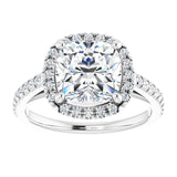 14K white gold 3CT Cushion Diamond French-Set Engagement Ring variant--Cushion variant--4CT variant--14K-white-gold