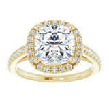 14K yellow gold 3CT Cushion Diamond French-Set Engagement Ring variant--Cushion variant--4CT variant--14K-yellow-gold