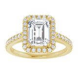 14K yellow gold 2CT Emerald Diamond French-Set Engagement Ring variant--Emerald variant--3CT variant--14K-yellow-gold