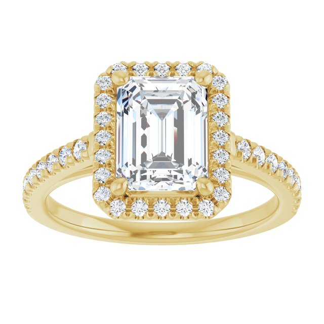14K yellow gold 2CT Emerald Diamond French-Set Engagement Ring variant--Emerald variant--3CT variant--14K-yellow-gold