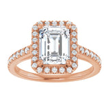 14K rose gold 2CT Emerald Diamond French-Set Engagement Ring variant--Emerald variant--3CT variant--14K-rose-gold