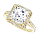 French-set halo ring 2CT asscher alternate view variant--Asscher variant--3CT variant--14K-yellow-gold