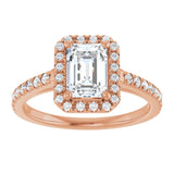 14K rose gold 1CT Emerald Diamond French-Set Engagement Ring variant--Emerald variant--2CT variant--14K-rose-gold