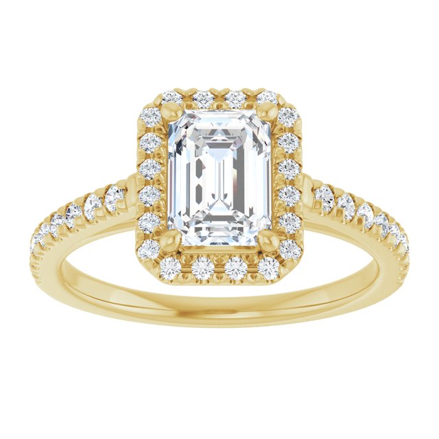 14K yellow gold 1CT Emerald Diamond French-Set Engagement Ring variant--Emerald variant--2CT variant--14K-yellow-gold