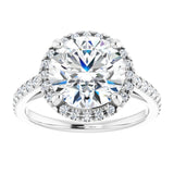 14K white gold 3CT Round Diamond French-Set Engagement Ring variant--Round variant--4CT variant--14K-white-gold