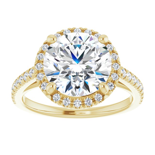 14K yellow gold 3CT Round Diamond French-Set Engagement Ring variant--Round variant--4CT variant--14K-yellow-gold