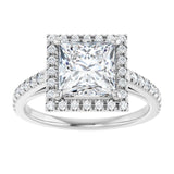 14K white gold 2CT Square Diamond French-Set Engagement Ring variant--Square variant--1CT variant--14K-white-gold